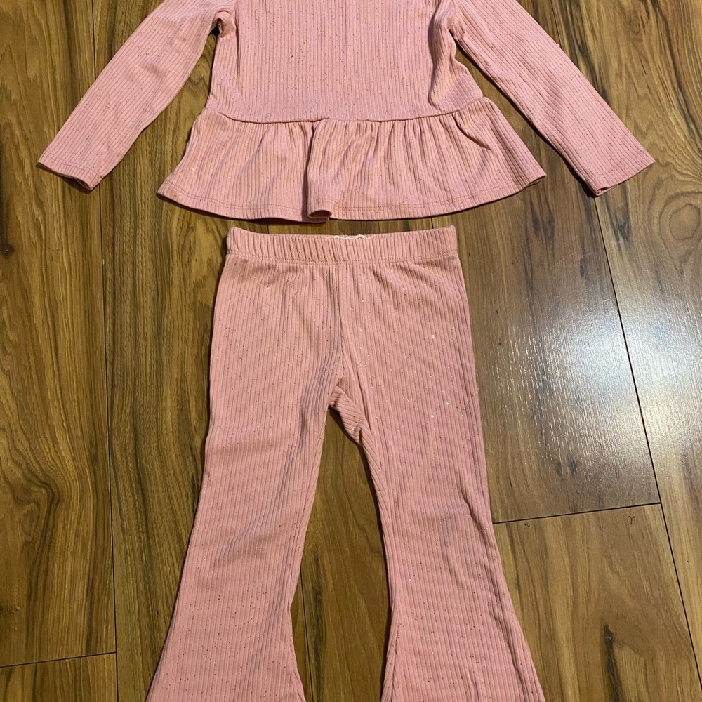 btween Girls Pink Glitter Ribbed Set
